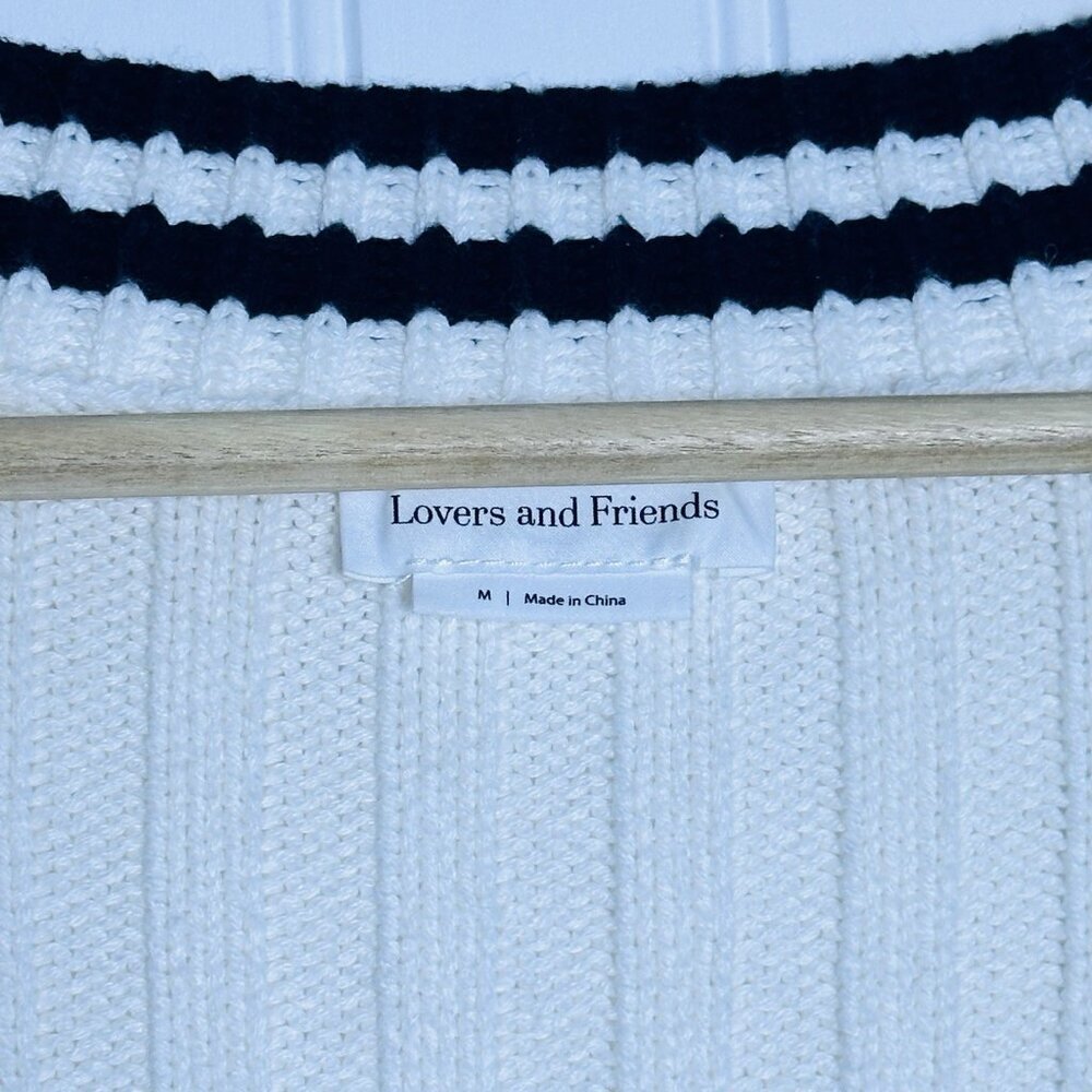 Lovers And Friends 'Danil' White And Black V Neck Sweater Size M Wool Casual - Picture 8 of 11